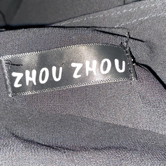 ZHOU ZHOU BLACK CHIFFON SLEEVELESS DRESS SZ - Picture 11 of 11